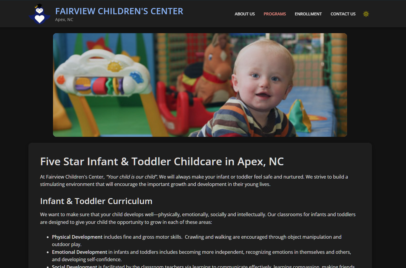 Fairview Children's Center - Desktop Home Dark Theme